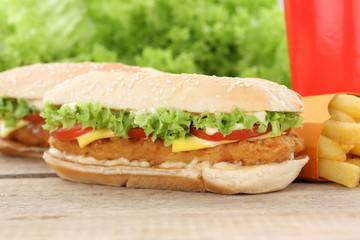 Chickenburger Chicken Hühnchen Burger Hamburger Menu Menü Menu