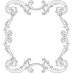 Vintage border frame engraving with retro ornament pattern in antique baroque style decorative design. Vector.