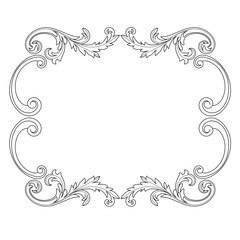 Vintage border frame engraving with retro ornament pattern in antique baroque style decorative design. Vector.
