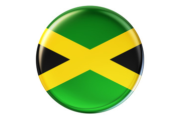 Badge with flag of Jamaica, 3D rendering