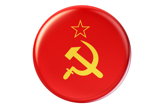 Badge with flag of USSR, 3D rendering
