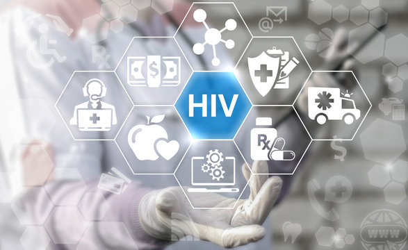 Medical HIV health care insurance aids concept. Human Immunodeficiency Virus medicine assurance help hiv-test protection treatment therapy syndrome technology