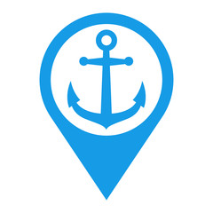 Icono plano localizacion ancla azul