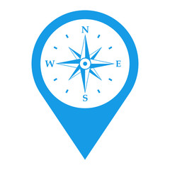 Icono plano localizacion Rosa de los vientos azul