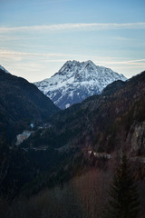 Fototapeta na wymiar Mountain Peaks from French Alps, Mont Blanc Massif