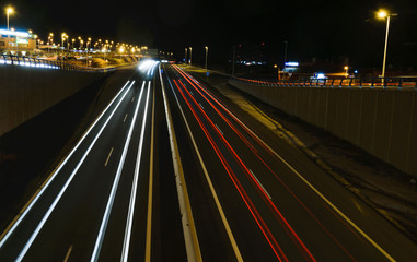 Fototapeta na wymiar Highway Road in the Night Time , Tenerife, Spain