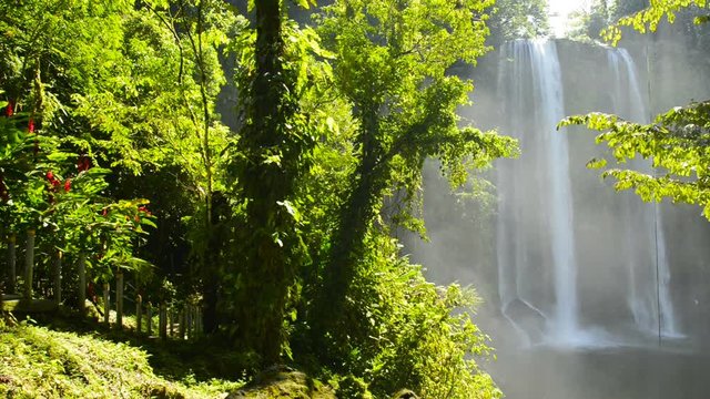 Misol Ha waterfall in the jungle of Chiapas, Mexico panning right high definition footage with ambient audio