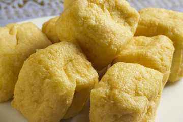 cubes of deep fried tofu