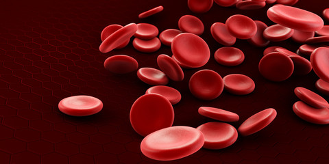 3d Illustration of Red blood cells flowing in a vein or artery