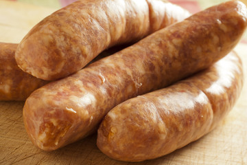 fresh, raw pork sausages
