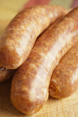 fresh, raw pork sausages