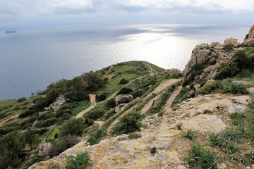 Fototapeta premium Dingli Cliffs of Malta Landscape Countryside by the Sea