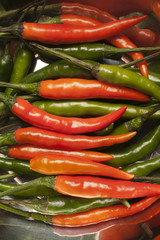 green and red hot peppers