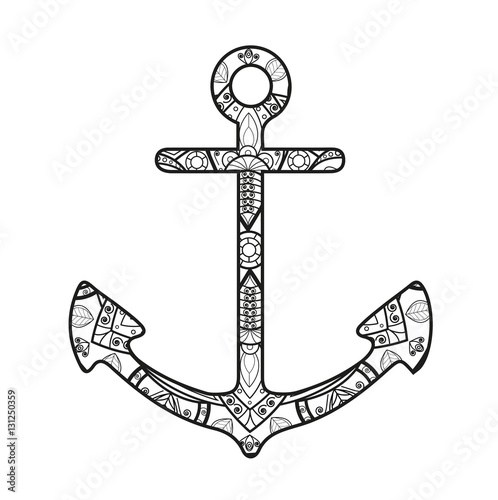 Download "Vector illustration of a black and white mandala anchor ...