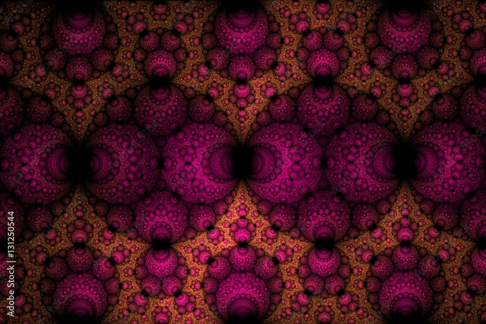 Poster abstract bright multicolored spherical fractal computer generated image