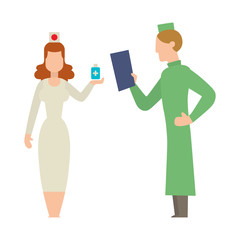 Fototapeta premium Doctor people man and woman illustration.