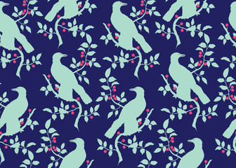 Obraz premium Bird on branch seamless pattern
