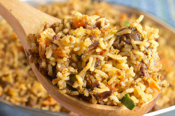 lamb string hoppers, a dish from Sri Lanka and South India