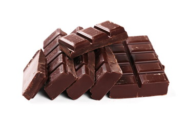 chocolate bars isolated on white background