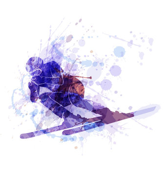 Vector illustration of the skier