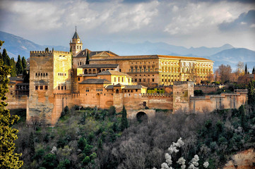 Fototapeta na wymiar View of the Alhambra in Granada, Andalusia, Spain