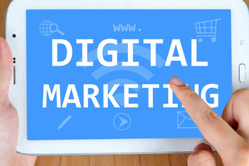 Digital marketing concept on tablet screen