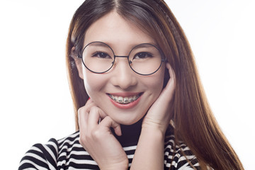 Portrait of a girl with braces