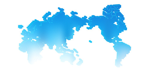 世界　地図　アイコン　青