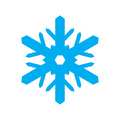 Blue winter snowflake icon silhouette on white background. Vector illustration