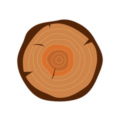 Tree ring, log, wood trunk. Wooden slice. Vector illustration