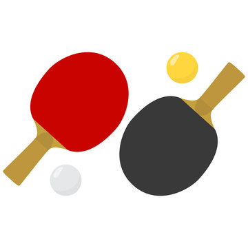 Table tennis or ping pong paddles or rackets and balls. Vector illustration
