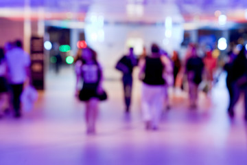 Fototapeta premium Blur picture concept.People life style in the city of light