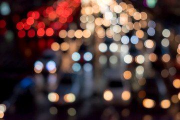Blurred traffic jam with bokeh of car's light in Thailand - 131255555