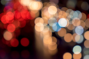 Blurred traffic jam with bokeh of car's light in Thailand