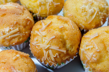 Tree Cheese Sweet Cupcake on White Background