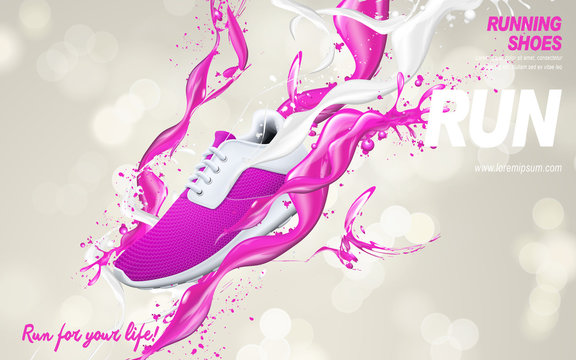 pink running shoes ad