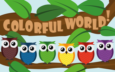 Obraz premium Illustration colorful world owl