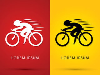Cyclist, Bicycle on red and yellow background vector.