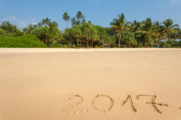Happy New Year 2017, lettering on the beach