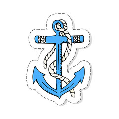 Hand drawn doodle Anchor icon Vector illustration sea icon Marine concept elements Ship symbols collection Marine life Nautical design Anchor vector isolated on white background Anchor illustration