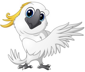 Naklejka premium Cute parrot cockatoo cartoon posing