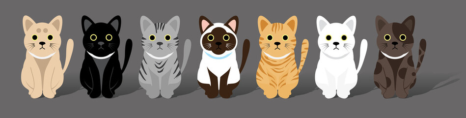 Cute cats gang vector illustration.
