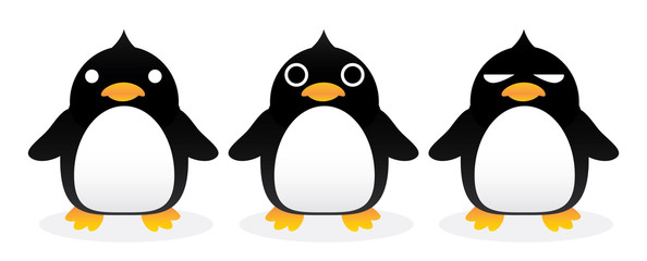 Penguin gang cartoon vector.