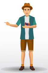 people vacation, man traveling. vector illustration design template elements.