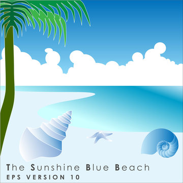 Summer holidays illustration. The Summer blue beach. Illustration, EPS 10.