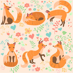 Fototapeta na wymiar vector illustration of a cute fox