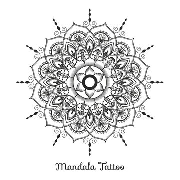 mandala decorative ornament design for coloring page, greeting card, invitation, tattoo, yoga and spa symbol. Vector illustration