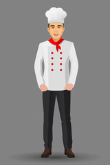 Chef illustration on standing position. design template elements for your brochure, banner and web.