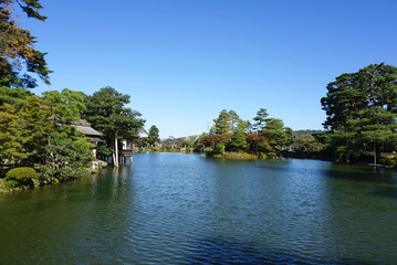 Fototapeta na wymiar Beautiful garden landscpae at Kenrokuen garden