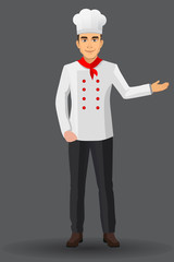 Chef illustration on standing position. design template elements for your brochure, banner and web.